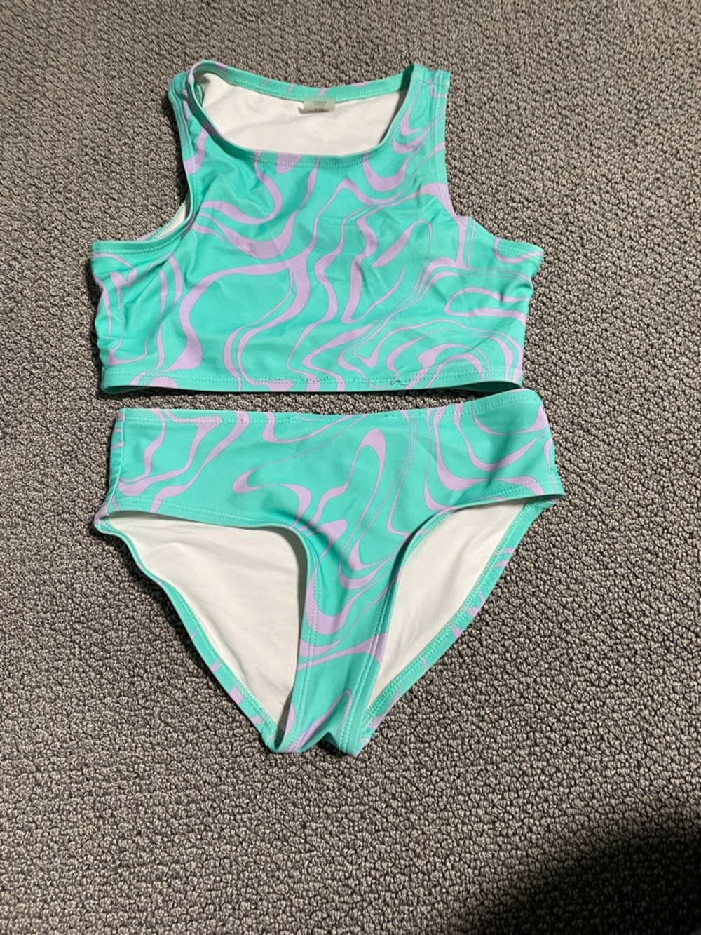 Old Navy Aqua and Lavender Swirl Girls Two-Piece Swim Set